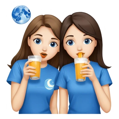 two girls chugging a blue moon  sticker