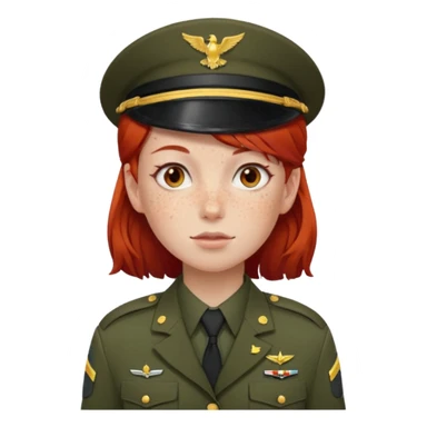 girl in army uniform with red hair emoji sticker