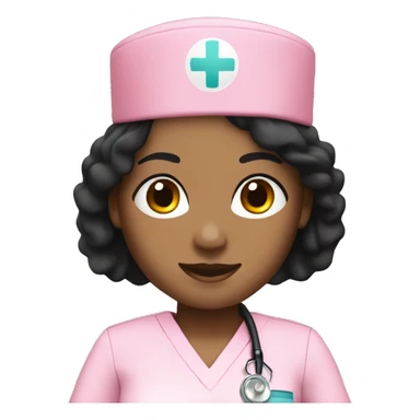 1 Nurse ,white skin woman, black hair ,pink scrubs  sticker