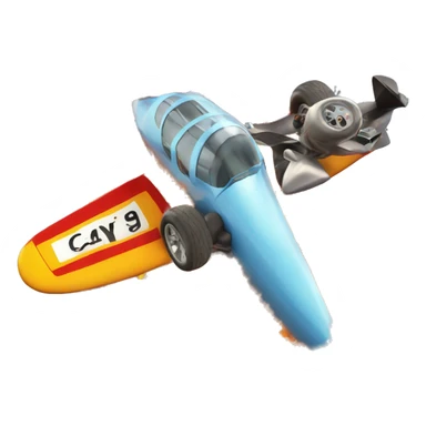 a race car flying out of a volcano dropping out of an airplane sticker