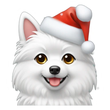 Japanspitz weiß mit weihnachtsmütze sticker