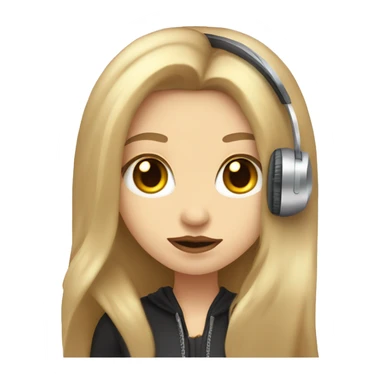 hazel eyed(brown eyes) with golden beautiful, long hair and big lips, pale skin and accurate nose as vampire with headphones  sticker