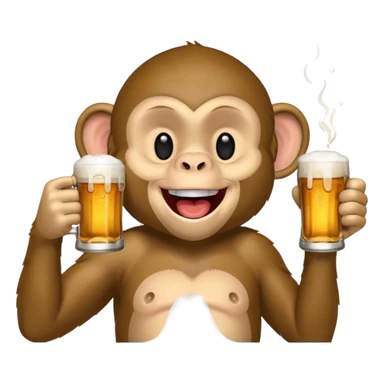 Laughing monkey drinking beer sticker