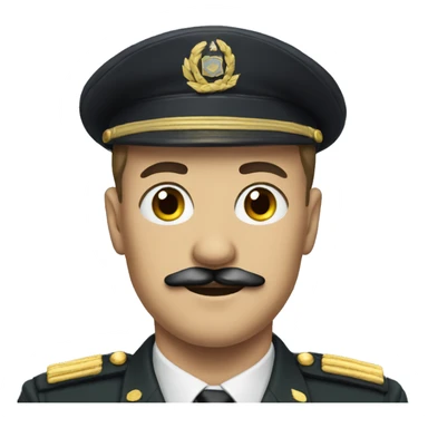 Man with military uniform with a square shaped mustache sticker