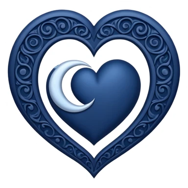 gothic style heart, midnight blue with crescent moon sticker
