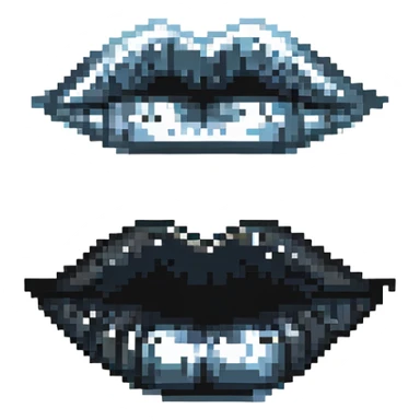 Pixelated black lips, gothic style sticker