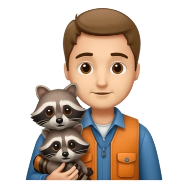 man with racoon sticker