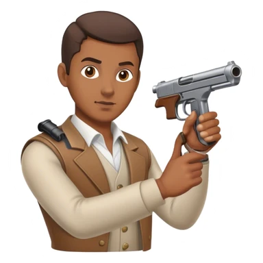 A man with air pistol aiming to shooting board sticker