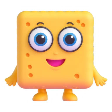 yellow sponge character with big eyes and a smile, inspired by SpongeBob sticker