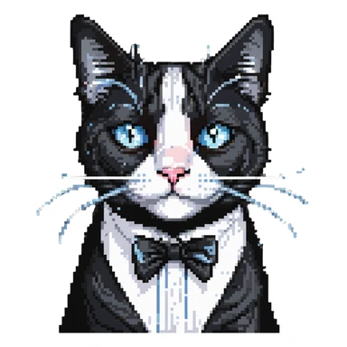 crying tuxedo cat sticker