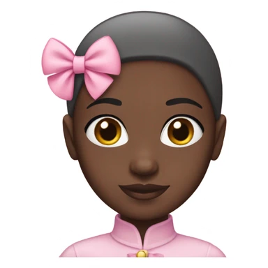 bald dark girl w pink bow sticker