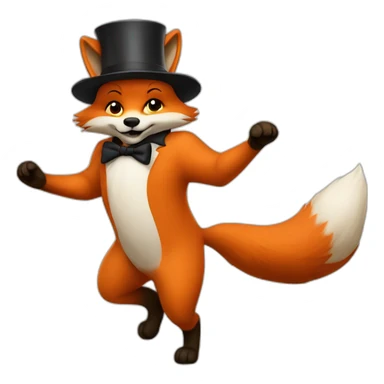 Fox with tophat dancing sticker