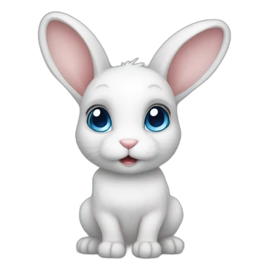 A cute small bunny with short ears and blue-grey eyes sticker