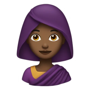 Emoji mujer raza negra con ruana morada sticker