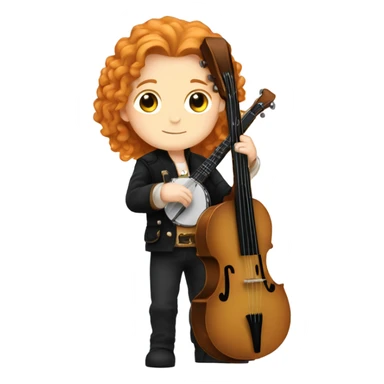 Antonio Vivaldi adult ginger hair chibi standing banjo  sticker