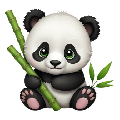 Adorable panda cub holding bamboo sticker