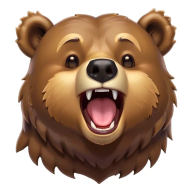 Cinematic Cute Yawning Grizzly Bear Portrait Emoji, Head tilted slightly with a dramatic, wide-open yawn, showcasing a thick, rugged deep brown fur with drooping ears, round eyes barely open in drowsy contentment, Simplified yet irresistibly adorable features, highly detailed, glowing with a soft, cozy glow, high shine, relaxed yet expressive, stylized with a touch of wild whimsy, bright and endearing, soft glowing outline, capturing the essence of a sleepy yet affectionate grizzly, so drowsy it feels like it could stretch out of the screen and curl up for a nap! sticker