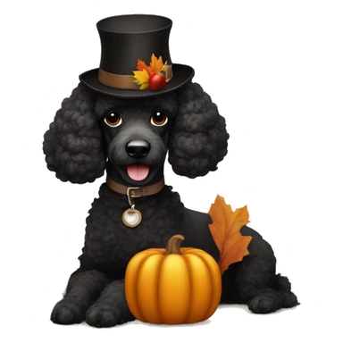 Black poodle dressed up for Thanksgiving turkey sticker