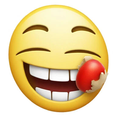 smiley face laughing with a red mushroom in place of hair sticker
