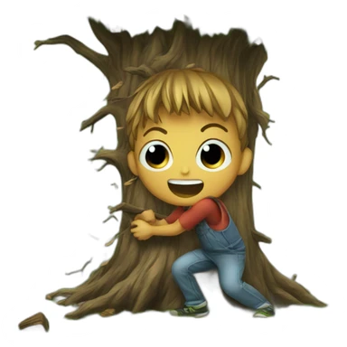 Kid destroying tree sticker