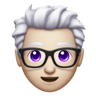 white hai, purple eyes, purple horns, black glasses, succubus, smirking sticker
