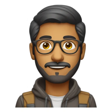 Indian male designer with Realistic spectacles and a stubble sticker