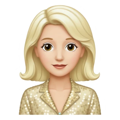 Patty Andrews from The Andrews Sisters with long platinum blonde hair, cream sequin outfit sticker