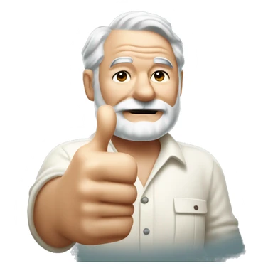 Ernest Hemingway with one thumbs up sticker