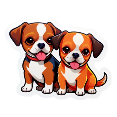 Two little dogs sticker
