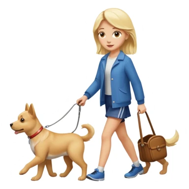 Blonde girl walking dog  sticker