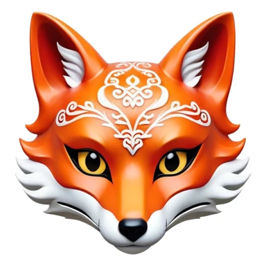 ​Cinematic Realistic Japanese Kitsune Mask, depicted as an intricately carved fox mask with flowing, delicate features and vivid traditional patterns, its mysterious eyes set against a softly blurred background that emphasizes its mystical allure and cultural significance, rendered with detailed textures and refined lighting, sticker