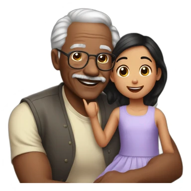 Black haired Grandpa playing with grand daughter sticker