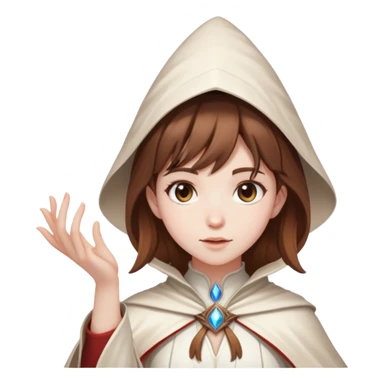 Pretty girl brown hair white mage casting freeze spell sticker