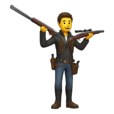 Man with shotgun sticker