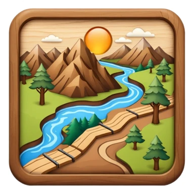 mini trail map board icon. sticker