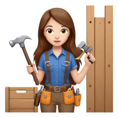 beautiful girl with long brown hair constructing new bedroom sticker