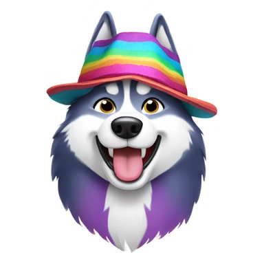 Singing huskie wearing a hat sticker