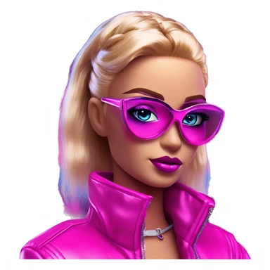 Synthwave hacker in Barbie style, oil paint, epic eyes, intricate lips, exquisite pose, beautiful, desirable, logical sticker
