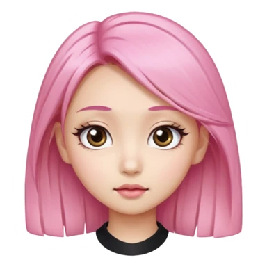 An Asian girl with pink-blonde hair, big eyes, thick eyebrows, and long eyelashes; only her head... sticker