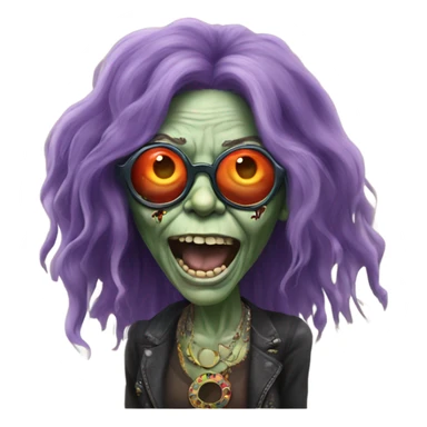  janis joplin zombie dancing, who wears  big circle glasses sticker
