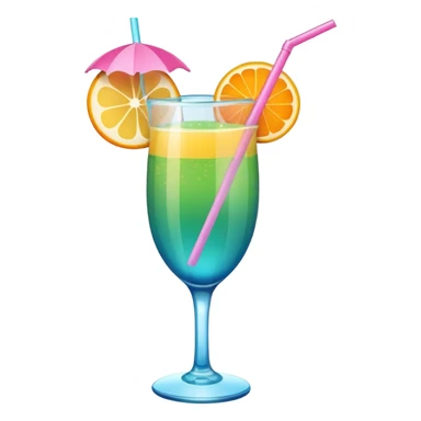 tropical greeni pink and blue mimosa with straw and orange on the side of the top sticker