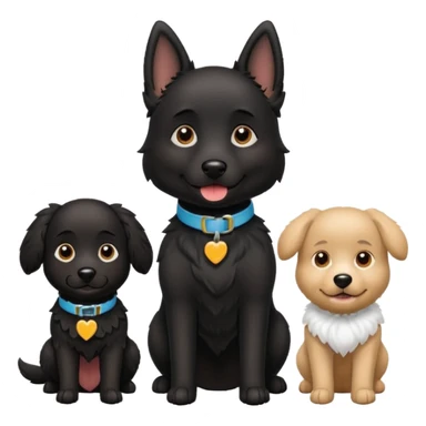 Four Dogs selling a black dog with a collar sticker