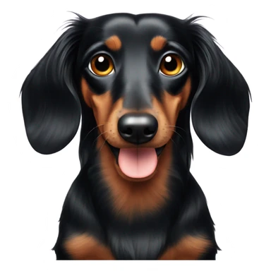 Black long haired dachshund with one eye sticker