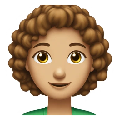 Donna con taglio di capelli medio marrone scuro, occhi verde marroni, sorridente, belle ciglia e grandi occhi, amante della magia e arcobaleni  sticker