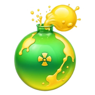 create a poison bomb which is radioactive in color, make the poison inside spoiling out and make the bomb gradient from green to yellow, make the bomb a sphere sticker