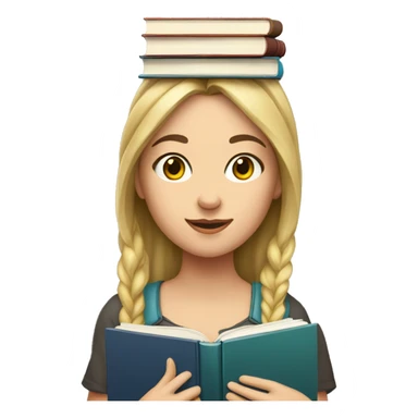 caucasian girl with books on her head sticker