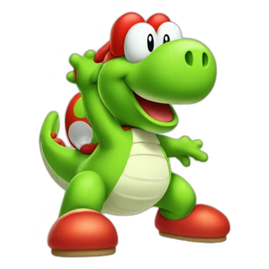 YOSHI from MARIO with red shoes on sticker