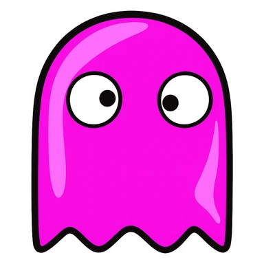 Remove the background from the image, keeping only the pink ghost character with clean edges. Output as a transparent PNG with no background. sticker