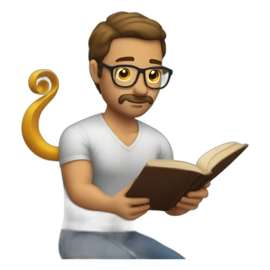 a man reading a book while doing a bicpe curl sticker