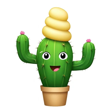 cactus holding ice cream sticker